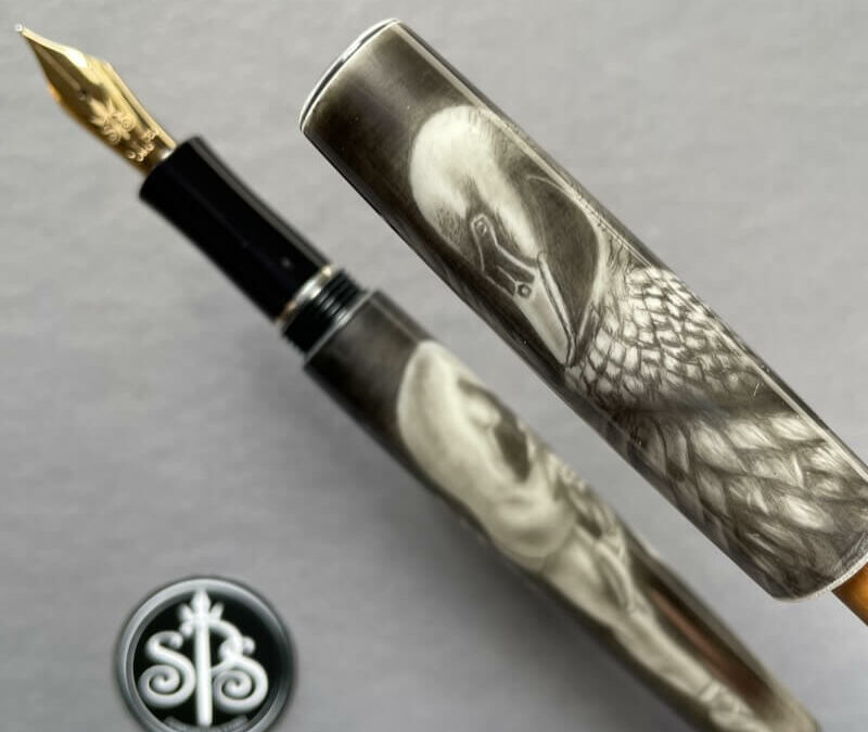 The Black Swan hand-painted fountain pen