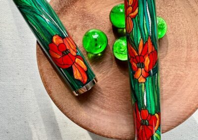 Stained Glass Poppies painted fountain pen