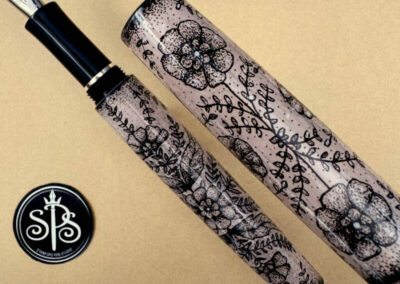 Floral Tattoo painted fountain pen