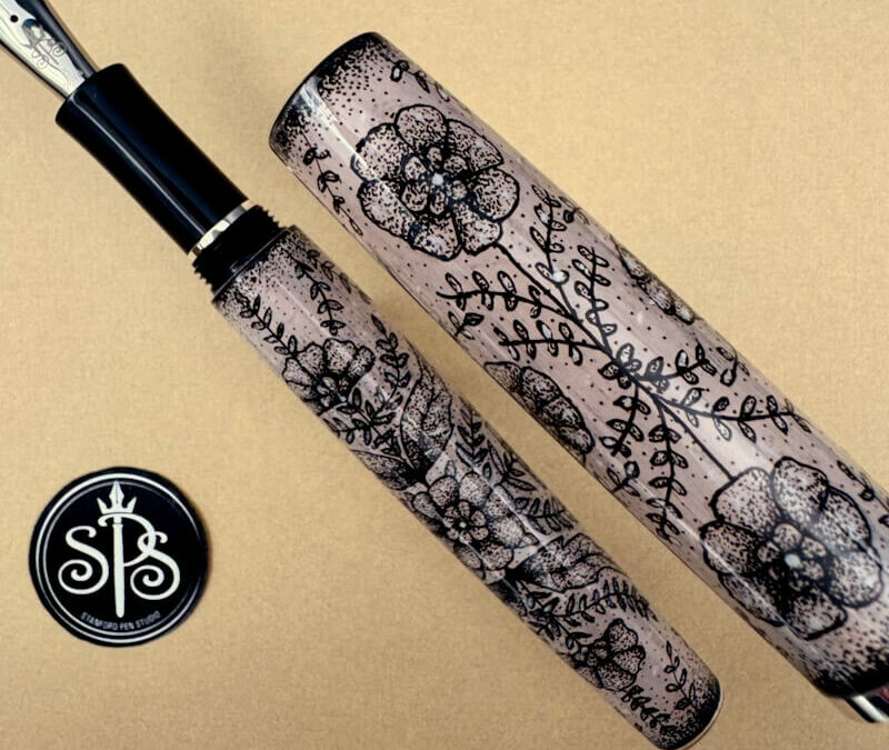 Floral Tattoo painted fountain pen