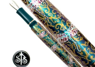 Dragonflies in Crushed Opal painted fountain pen